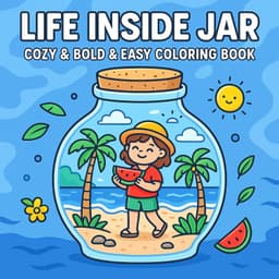 image-LIFE INSIDE JAR COZY BOLD & EASY Coloring Book For Adult Stress Relief Perfect Gifts For Kids Drawing Picture Books 