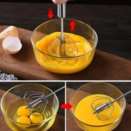image-Stainless Steel Egg Beater Durable Semi-Automatic Mixer for Effortless Egg Cream Mixing Stirring and Beating for Kitchen Baking