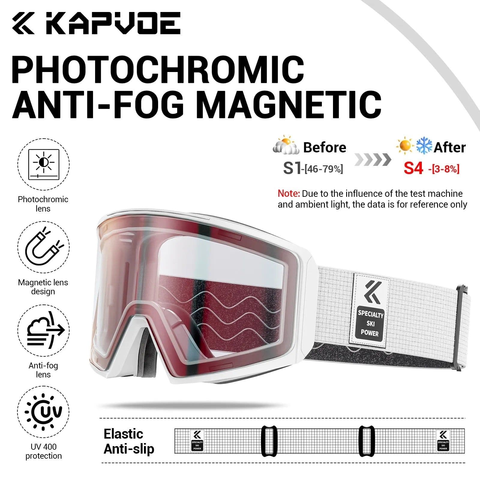 image-KAPVOE Photochromic Men Women Outdoor Sports Ski goggles Anti-fog Snowboarding Snowmobile Glasses UV400 Teen Charistmas Cycling