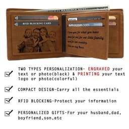 image-Picture Engraving Wallet PU Leather Wallet Bifold Custom Photo Engraved Wallet Festival Gifts For Him Custom Personalized Wallet