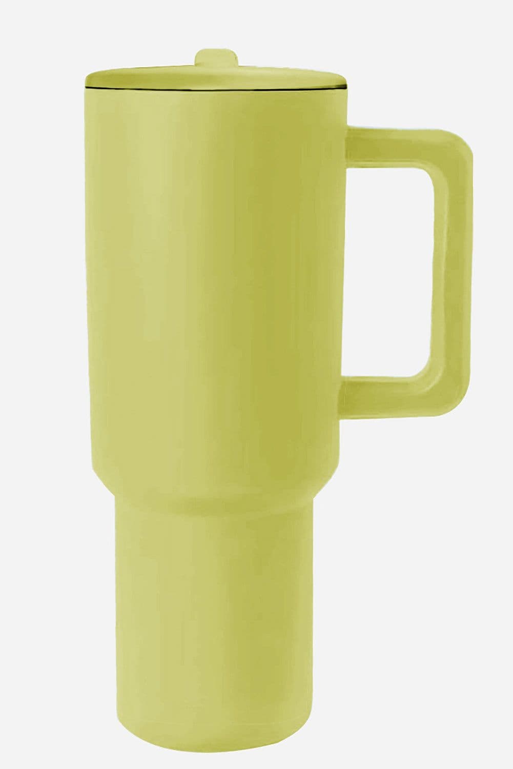 image-Pear Green Frosted Stainless Handle Large Vacuum Cup with Straw 40oz