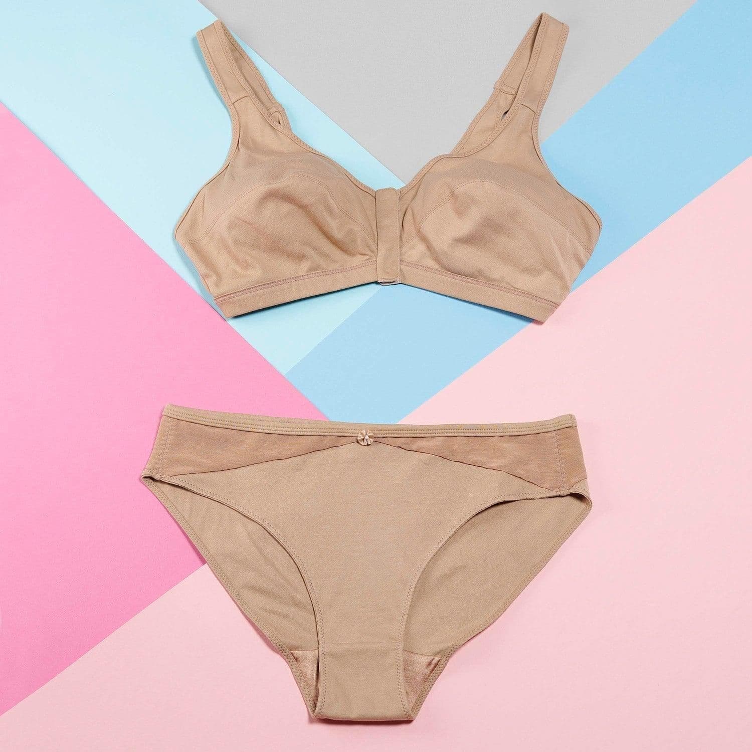 image-Warm Golden - Full Cup Front Closure Silk & Organic Cotton Wireless Bra