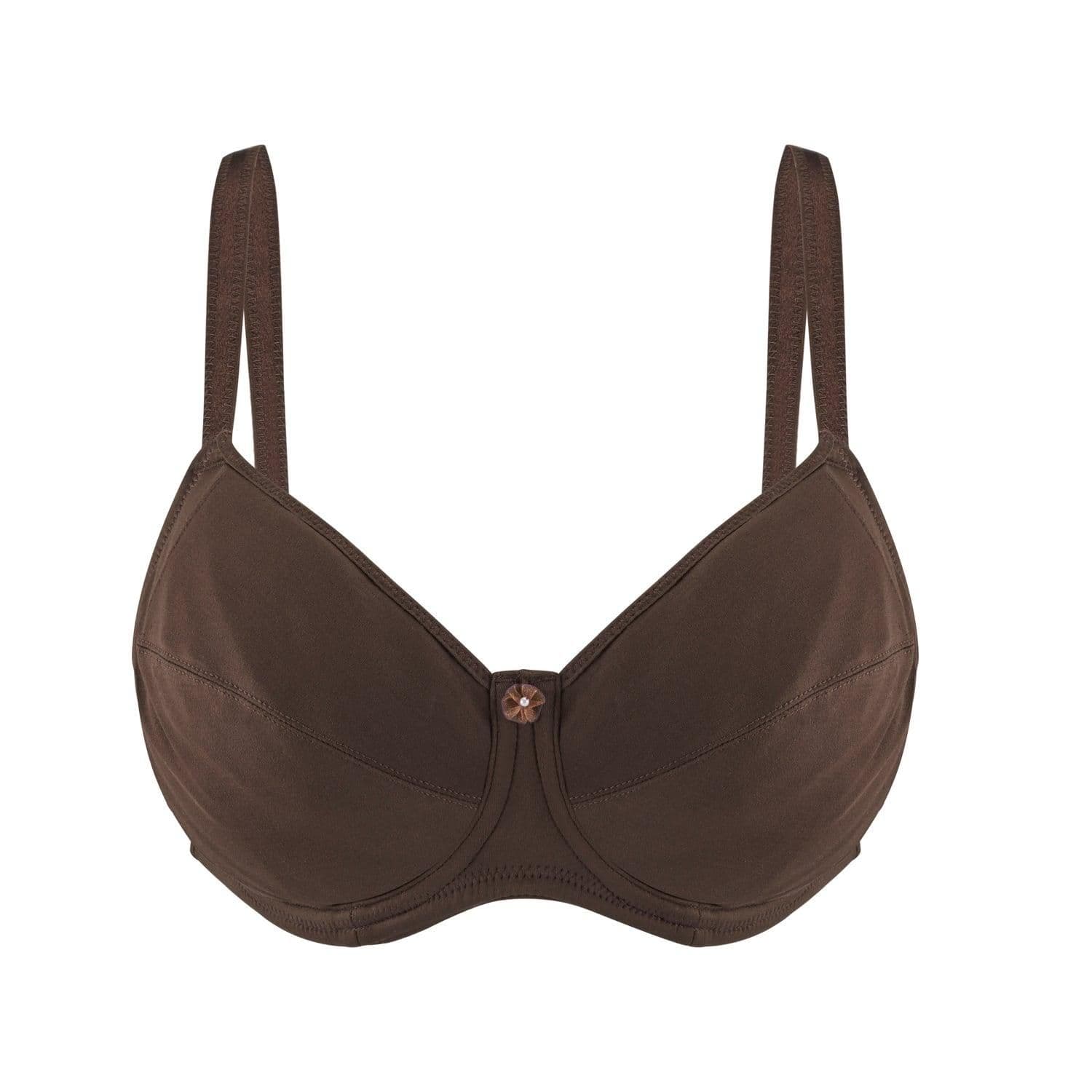 image-Cocoa-Underwired Silk & Organic Cotton Full Cup Bra with removable paddings