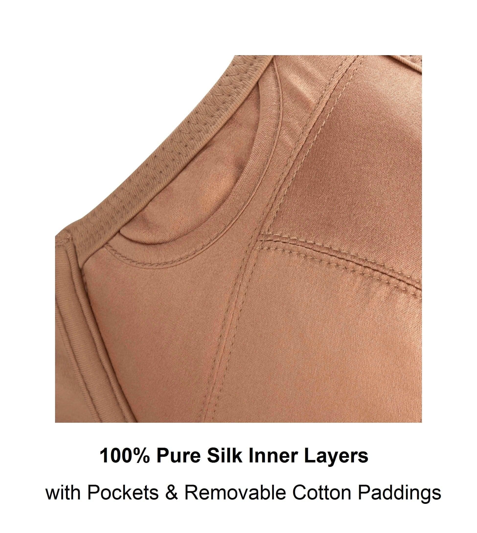image-Cocoa-Underwired Silk & Organic Cotton Full Cup Bra with removable paddings