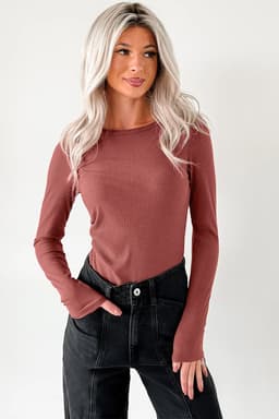image-Dearlovers Black Ribbed Long Sleeve Bodysuit