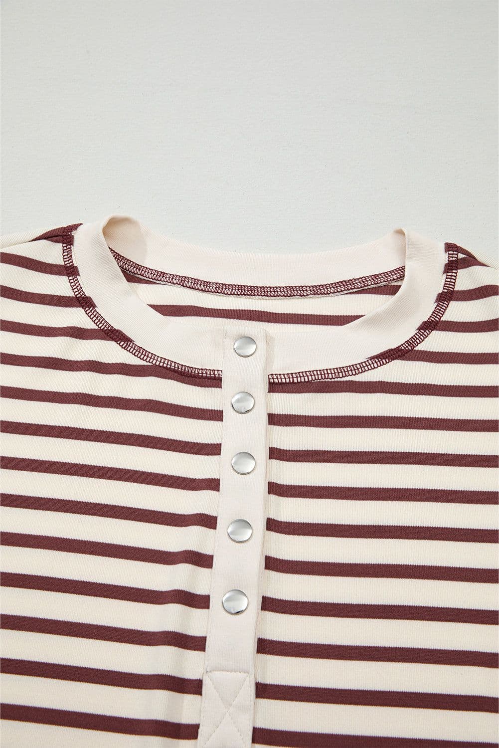 image-Red Dahlia Striped Henley Top Long Sleeve