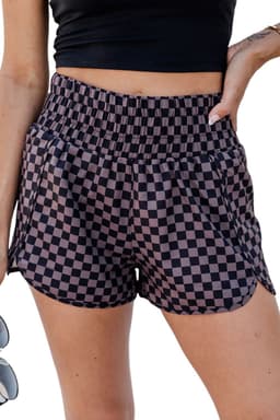 image-Pink High Waisted Leopard Athletic Shorts (55 characters)