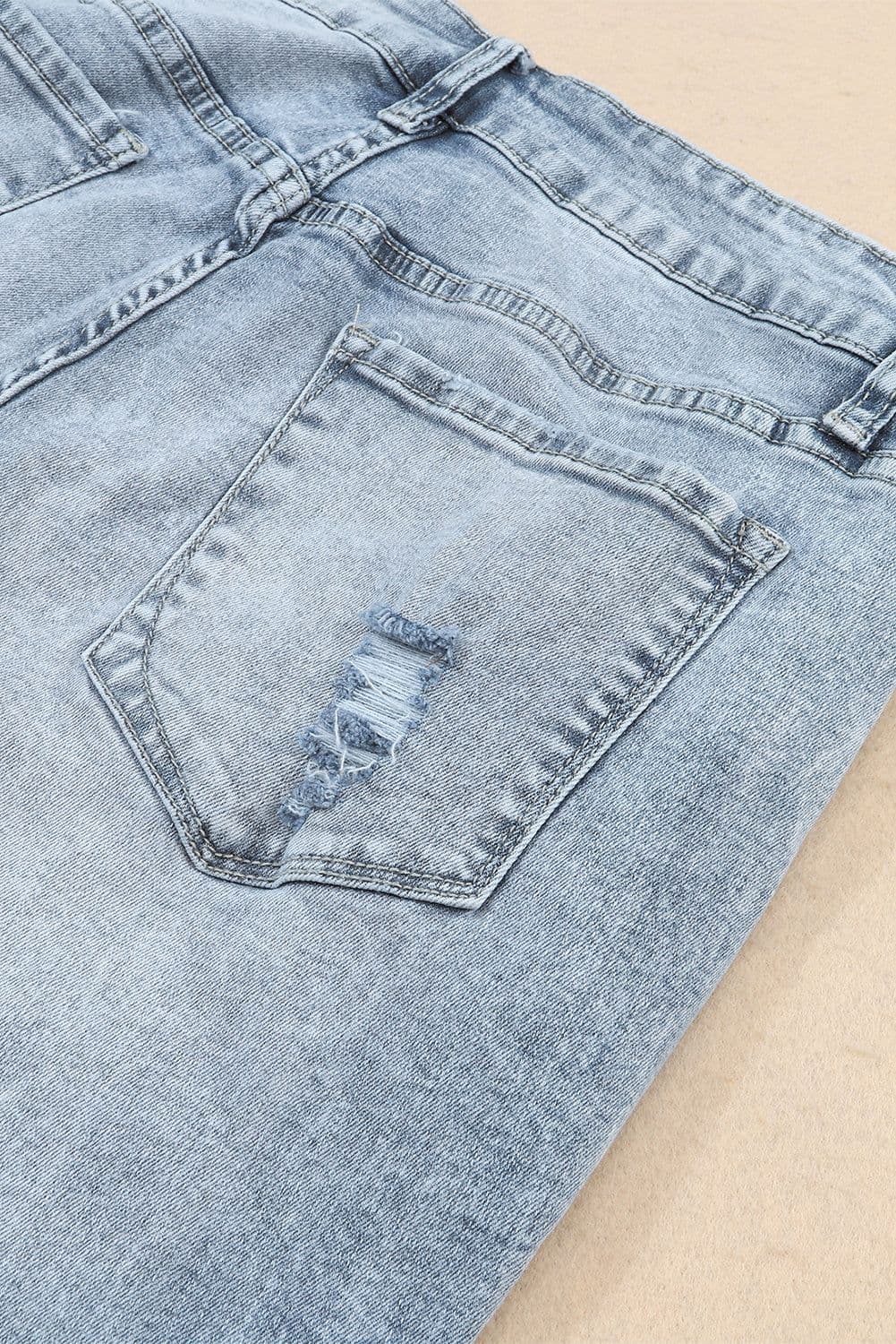 image-Sky Blue Light Wash Frayed Slim Fit High Waist Jeans