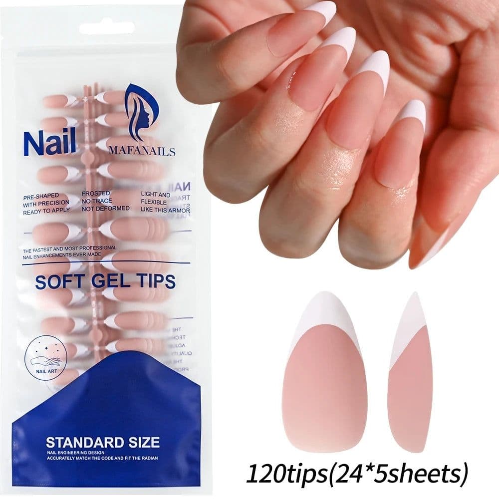image-240/120Pcs Colorful French Short Square False Nails Full Cover Fake Nail Tip Extension Acrylic Wearable Ballerina Press on Nails