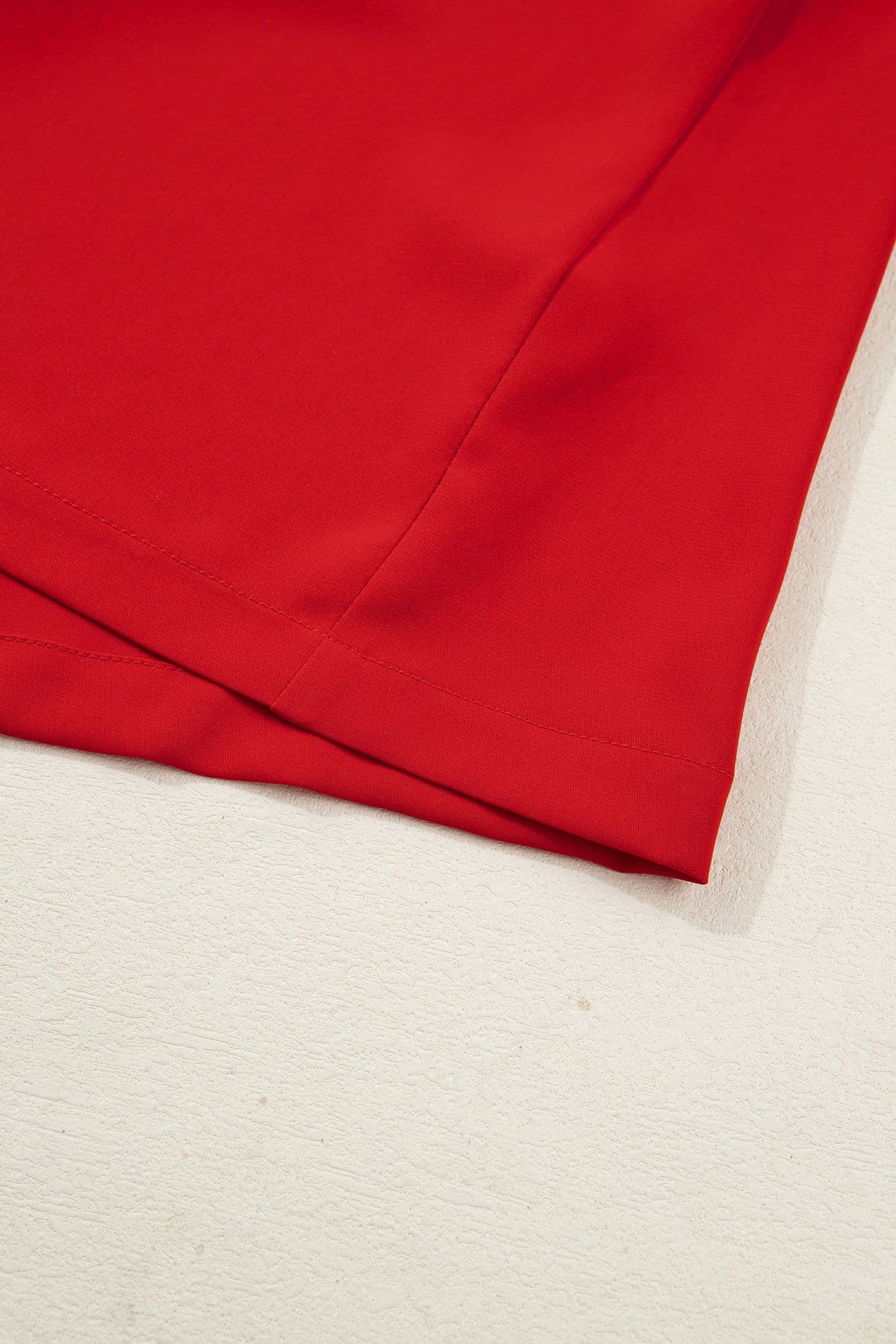 image-Fiery Red Contrast Trim Ribbon Bow Short Silky 2pcs Pajama Set