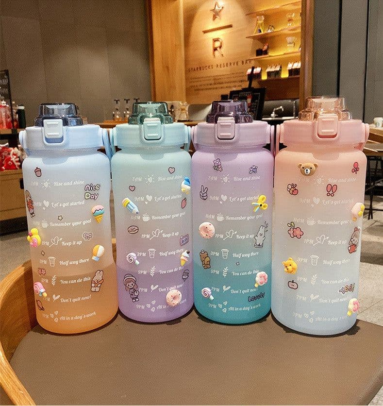 image-Big Water Bottle Summer Portable Big Water Cup 2 Liters Capacity Cup Plastic