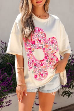 image-Jet Stream Floral Patched Oversized Tee