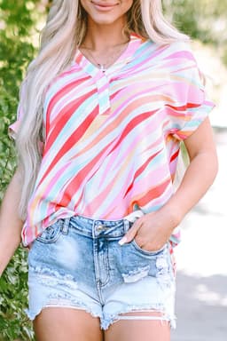 image-Multicolour Abstract Print High Low Blouse