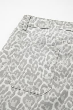 image-Sky Blue Leopard Frayed Wide Leg Jeans