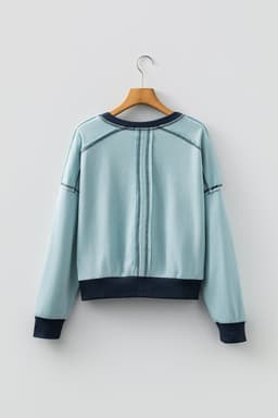 image-Iceland Blue Colorblock Crop Sweatshirt