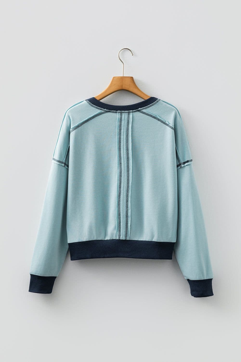 image-Iceland Blue Colorblock Crop Sweatshirt
