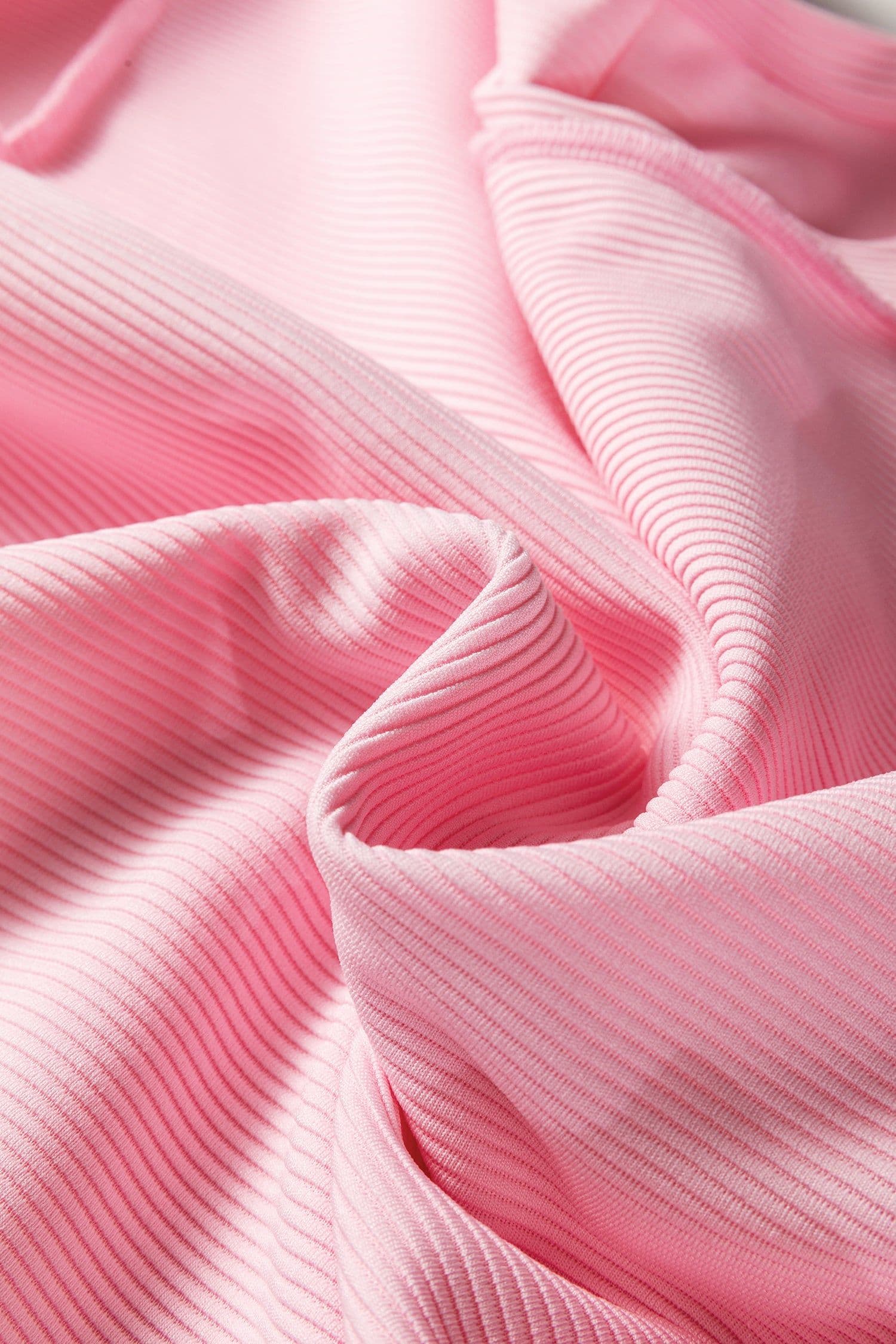 image-Pink Ribbed Long Sleeve Top - Exposed Seam Detail