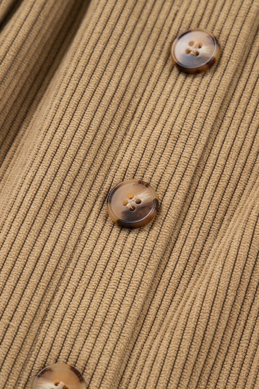 image-Corduroy Mini Skirt - Camel Buttoned Front
