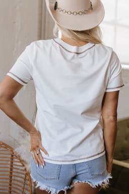 image-White Rodeo Horseshoe Embroidered Patch Pocket T Shirt