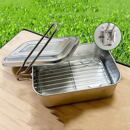 image-Outdoor Camping Stainless Steel Lunch Box Picnic Tableware Set