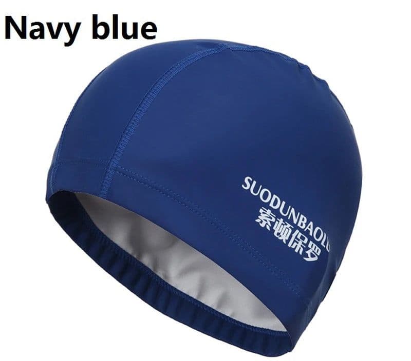 image-Waterproof PU Fabric Swim Cap Swimming Pool Accessories Water Sport Protect Ear Long Hair Bath Hat Plus Size for Men Women Adult