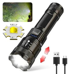 image-High Strong Power Led Flashlights 2000LM Tactical Torch with Display Light USB Charging Camping Fishing Emergency Zoom Lantern