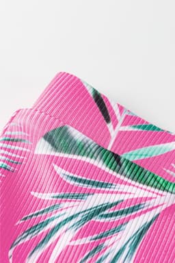 image-Rose Tropical Print Textured Bikini Bottoms