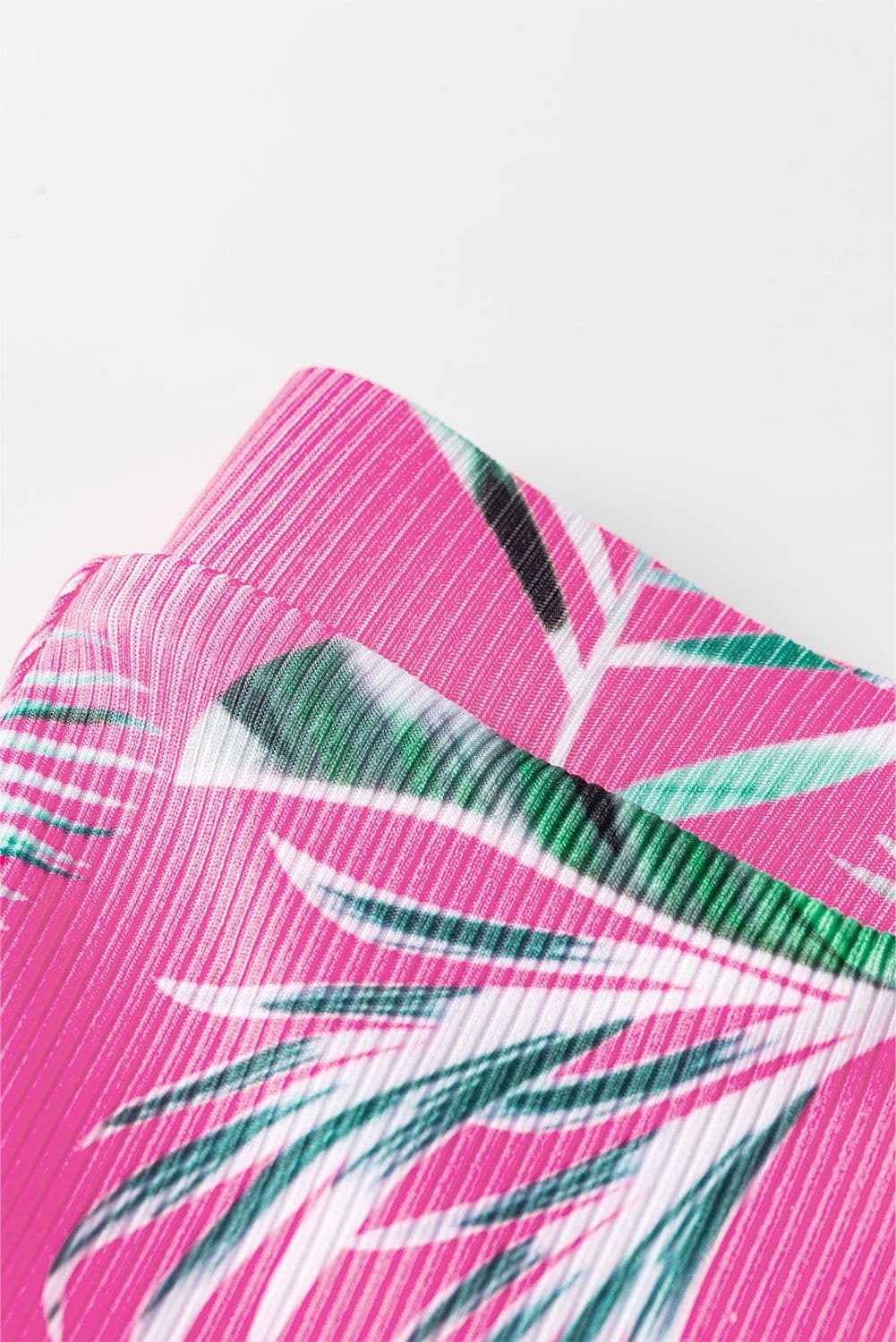 image-Rose Tropical Print Textured Bikini Bottoms