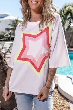image-Moonlight Jade Colorblock Star Patched Half Sleeve Tee