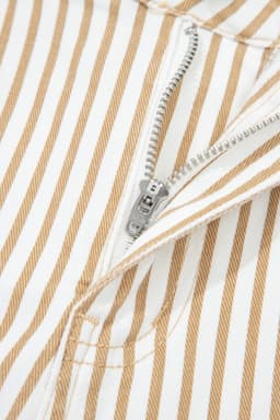 image-Khaki Stripe Casual Barrel Jeans - Striped Denim Pants