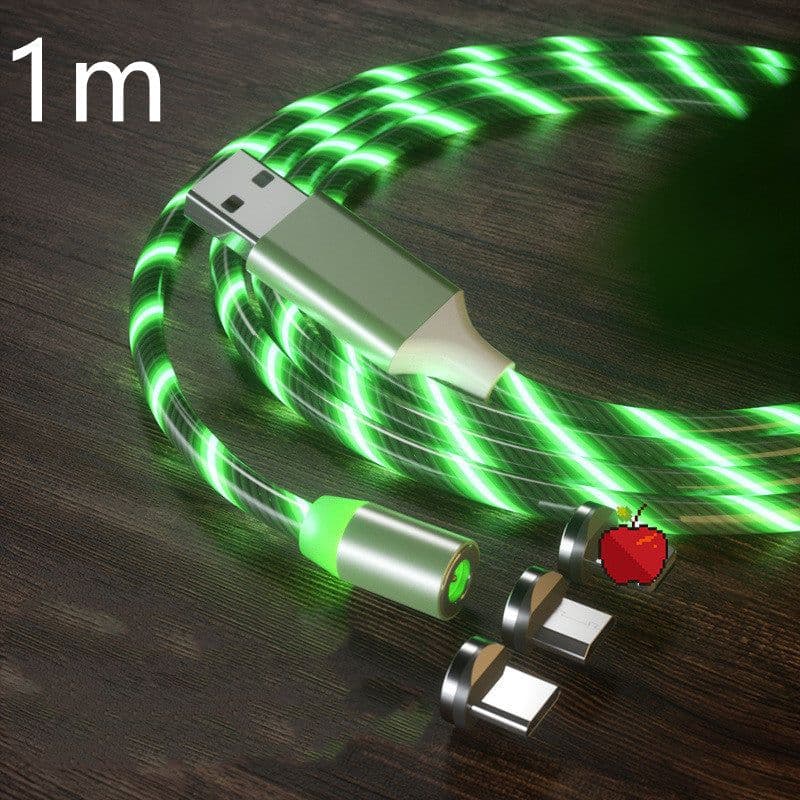 image-Magnetic Charging Cable Streamer Fast Charging Cable Lighting Micro USB Cable LED Magnet Charger Type-C Cable