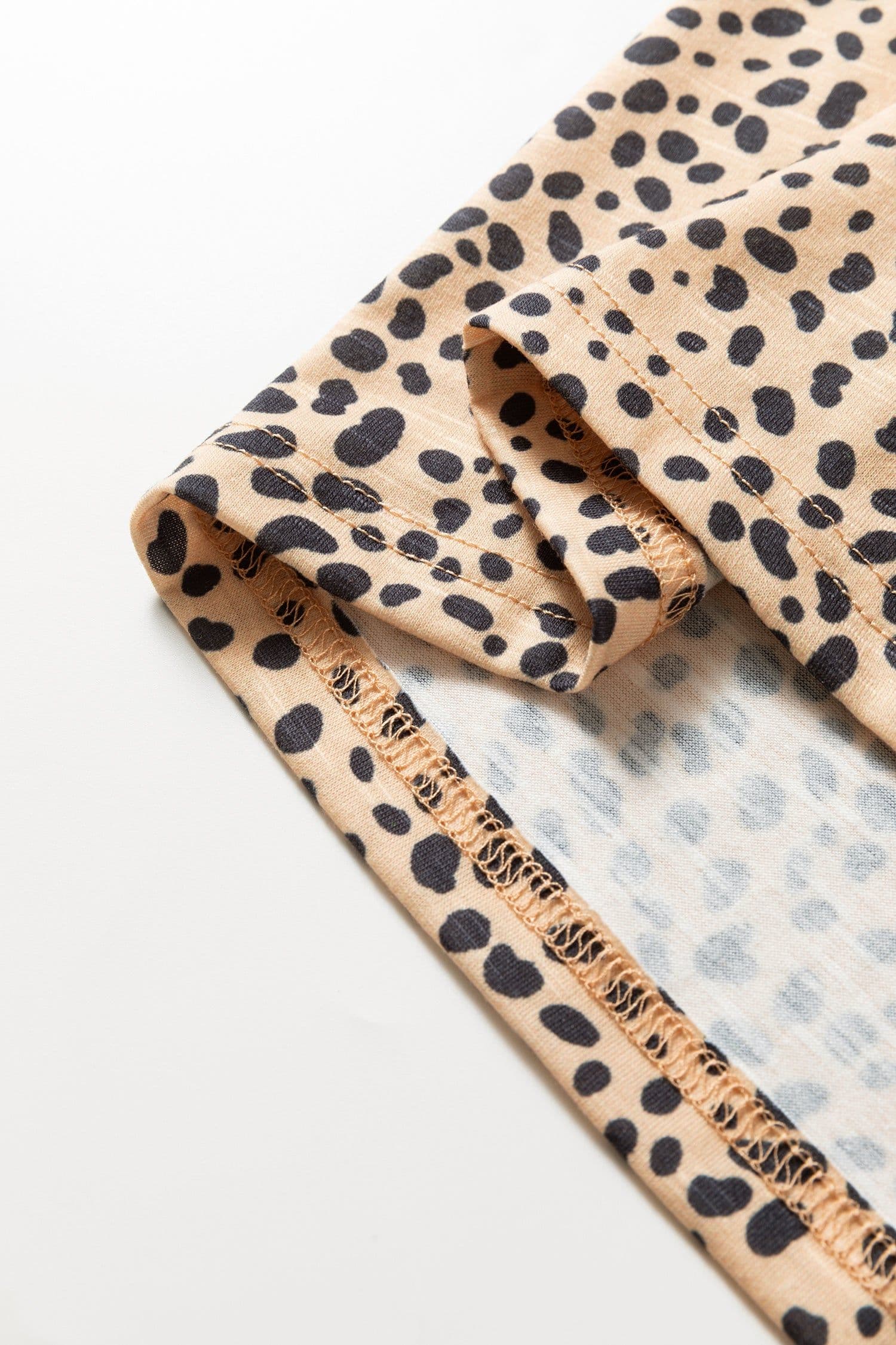 image-Apricot Cheeath Print Frilled V Neck Shirred Detail Short Sleeve Blouse