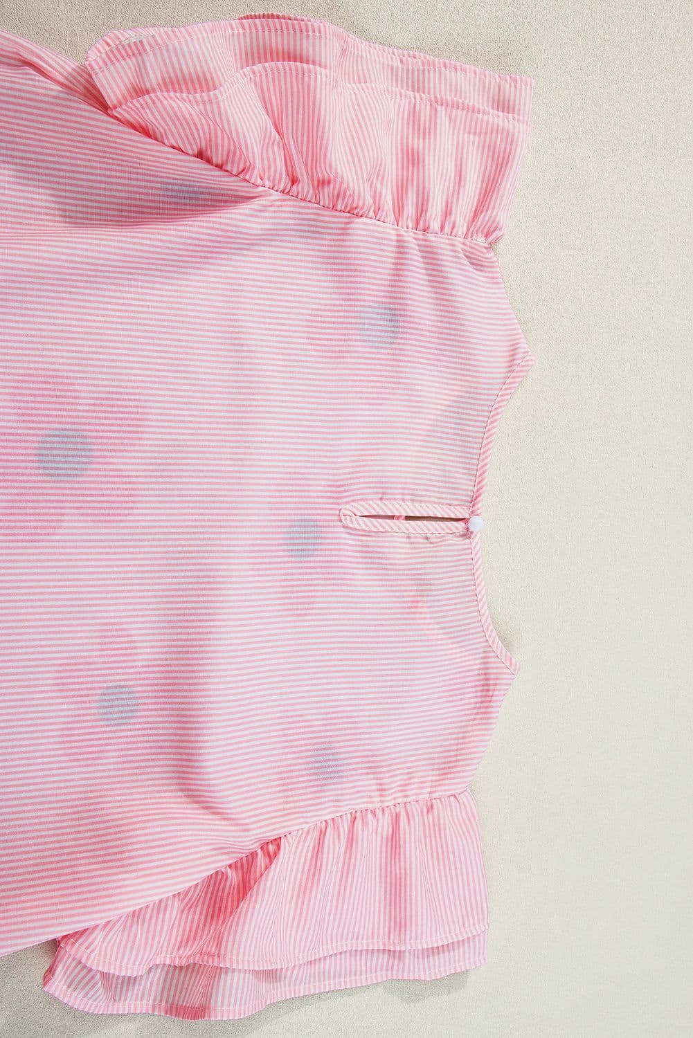 image-Floral Print Ruffled Sleeve Blouse - Pink Pinstripe - Sizes Available