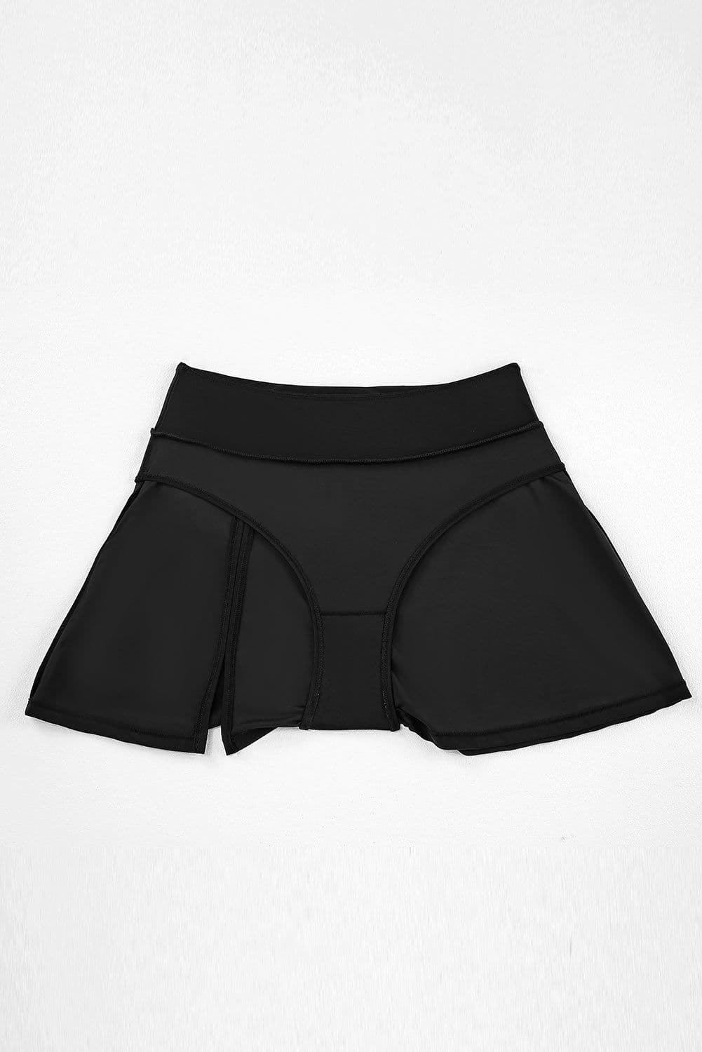 image-Black Solid Square Neck Sleeveless Tankini Swimsuit