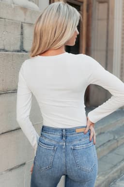 image-Dearlovers Black Ribbed Long Sleeve Bodysuit