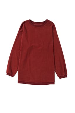 image-Strawberry Pink Ribbed Corded Oversized Sweatshirt
