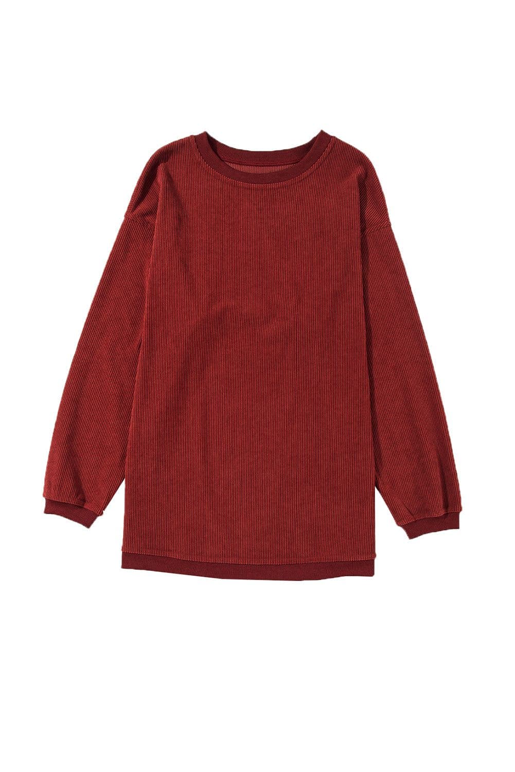 image-Strawberry Pink Ribbed Oversized Sweatshirt - XL Size