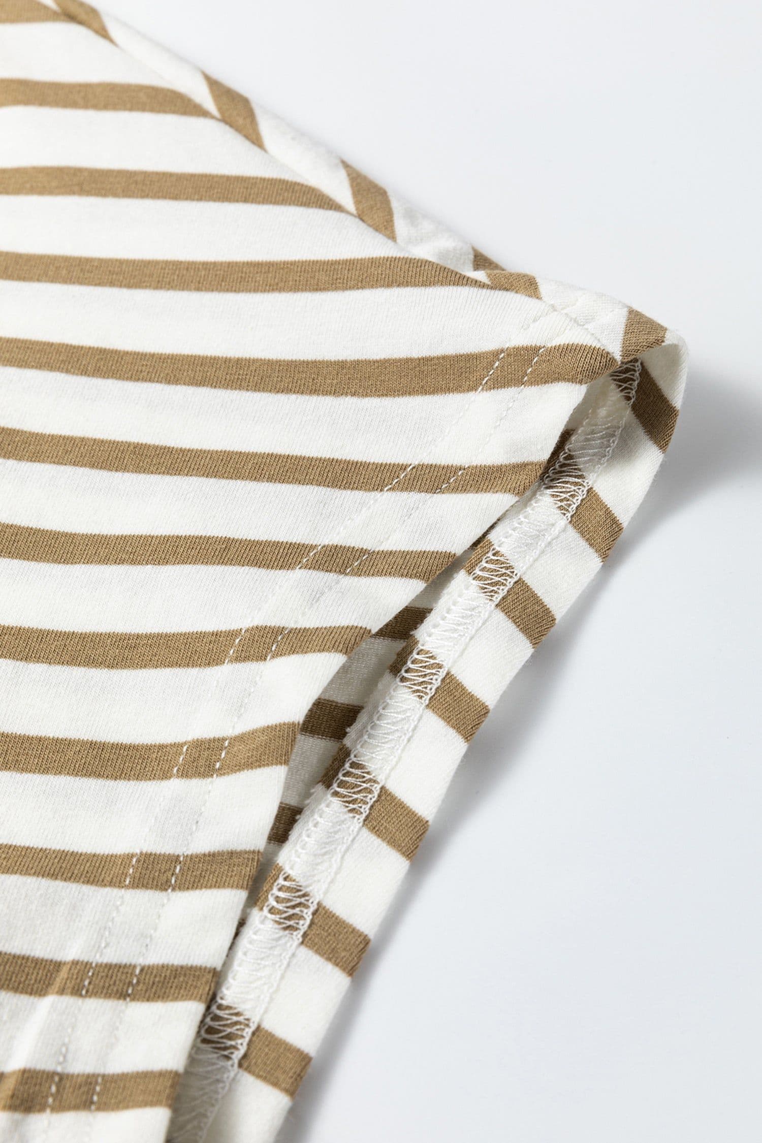 image-Khaki Stripe Leopard Patchwork T-Shirt