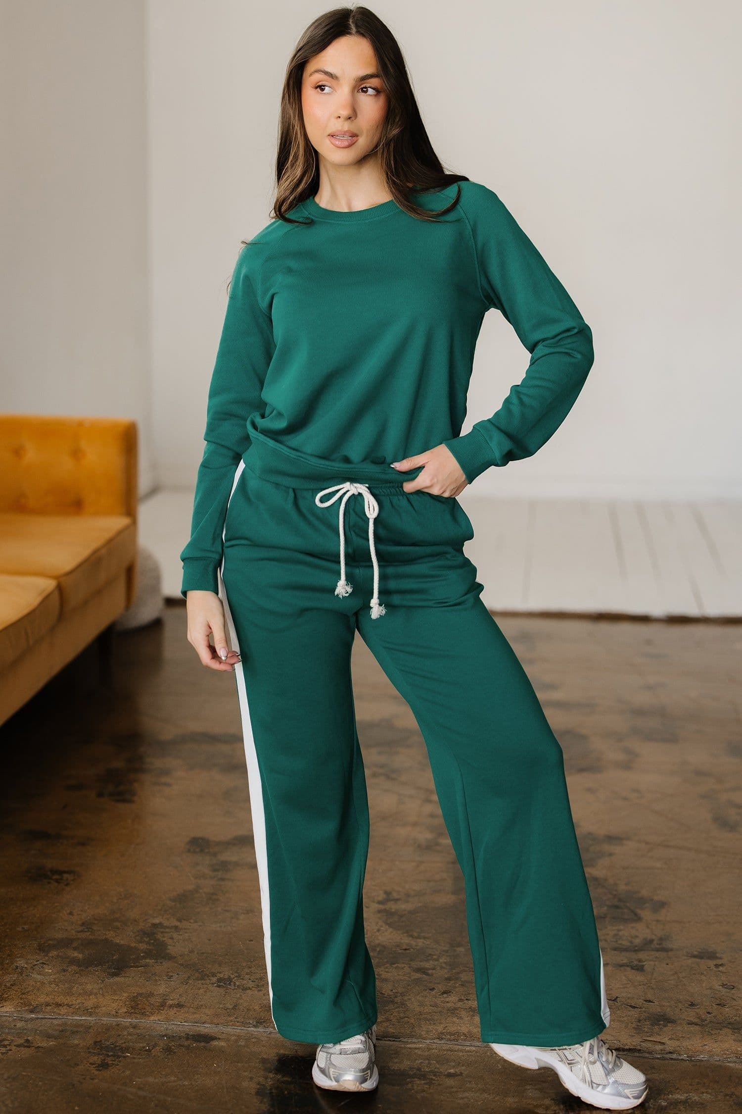 image-Sea Green Pullover & Drawstring Pants Set