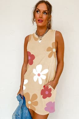 image-Apricot Daisy Flower Print Tank Dress