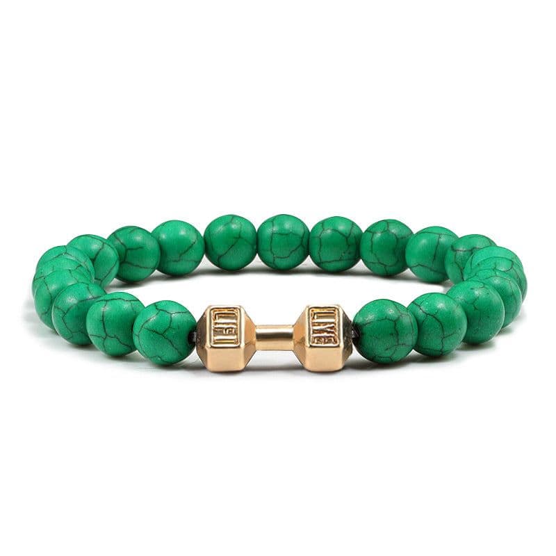 image-Turquoise Energy Gun Black Electroplated Alloy Barbell Bracelet