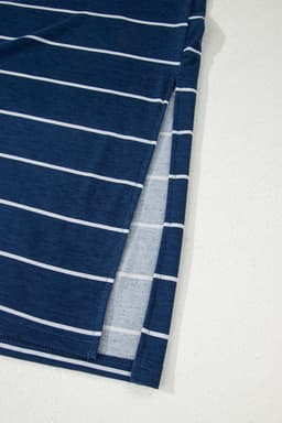 image-Blue Gray Stripe Maxi Dress Open Back Sleeveless