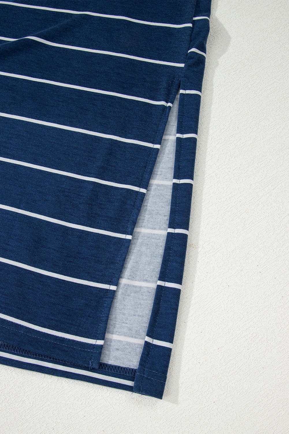 image-Blue Gray Stripe Maxi Dress Open Back Sleeveless