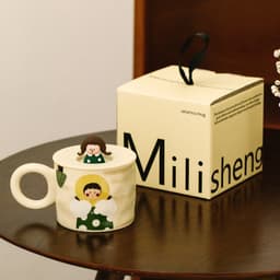 image-Retro Couple Water Cup Ceramic Cup Mug With Lid