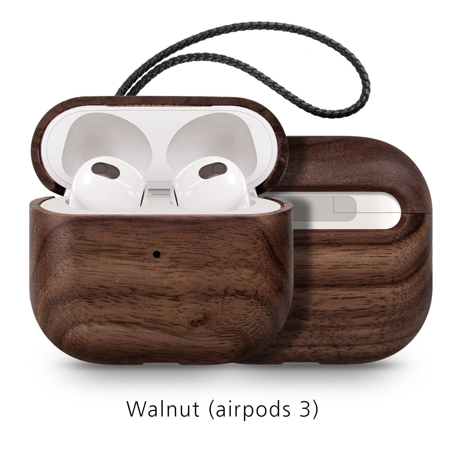image-Back Cover Solid Wood Bluetooth Earphone Case
