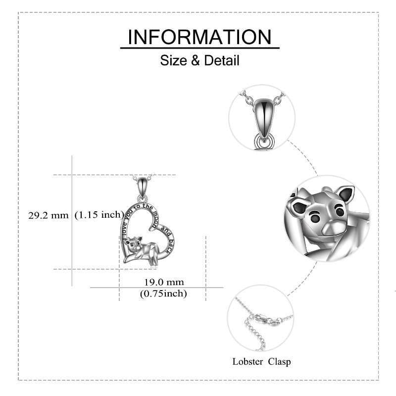 image-Sterling Silver Cow Heart Pendant Necklace for Women I Love You To The Moon And Back