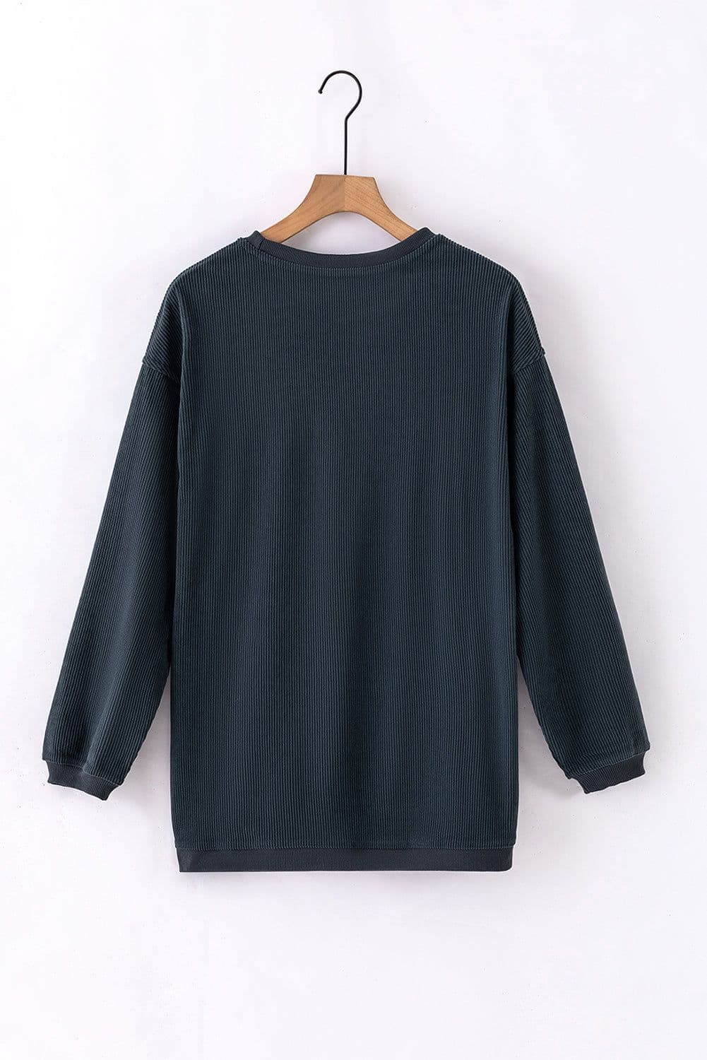 image-Strawberry Pink Ribbed Corded Oversized Sweatshirt