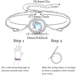 image-Sterling Silver Moonstone Infinity Symbol Heart Link Bracelet for Birthday Christmas