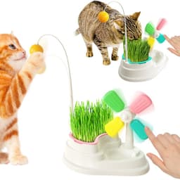 image-Windmill Funny Cat Stick Toy Desktop Grass Box Pet Toys