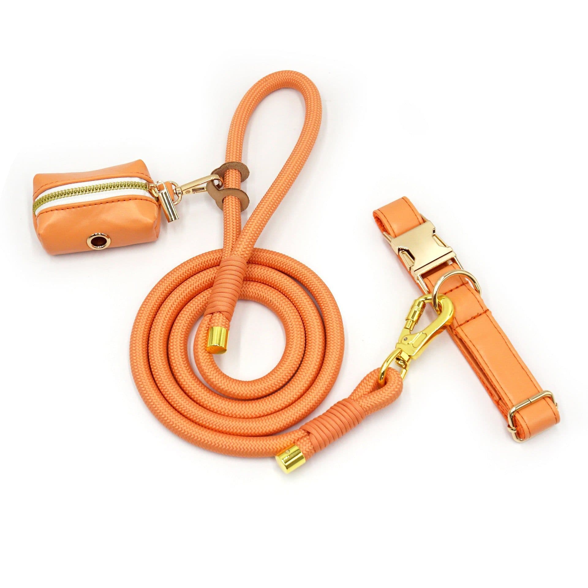 image-New Leather Hand-woven Round Rope Strong Dog Rope Leash